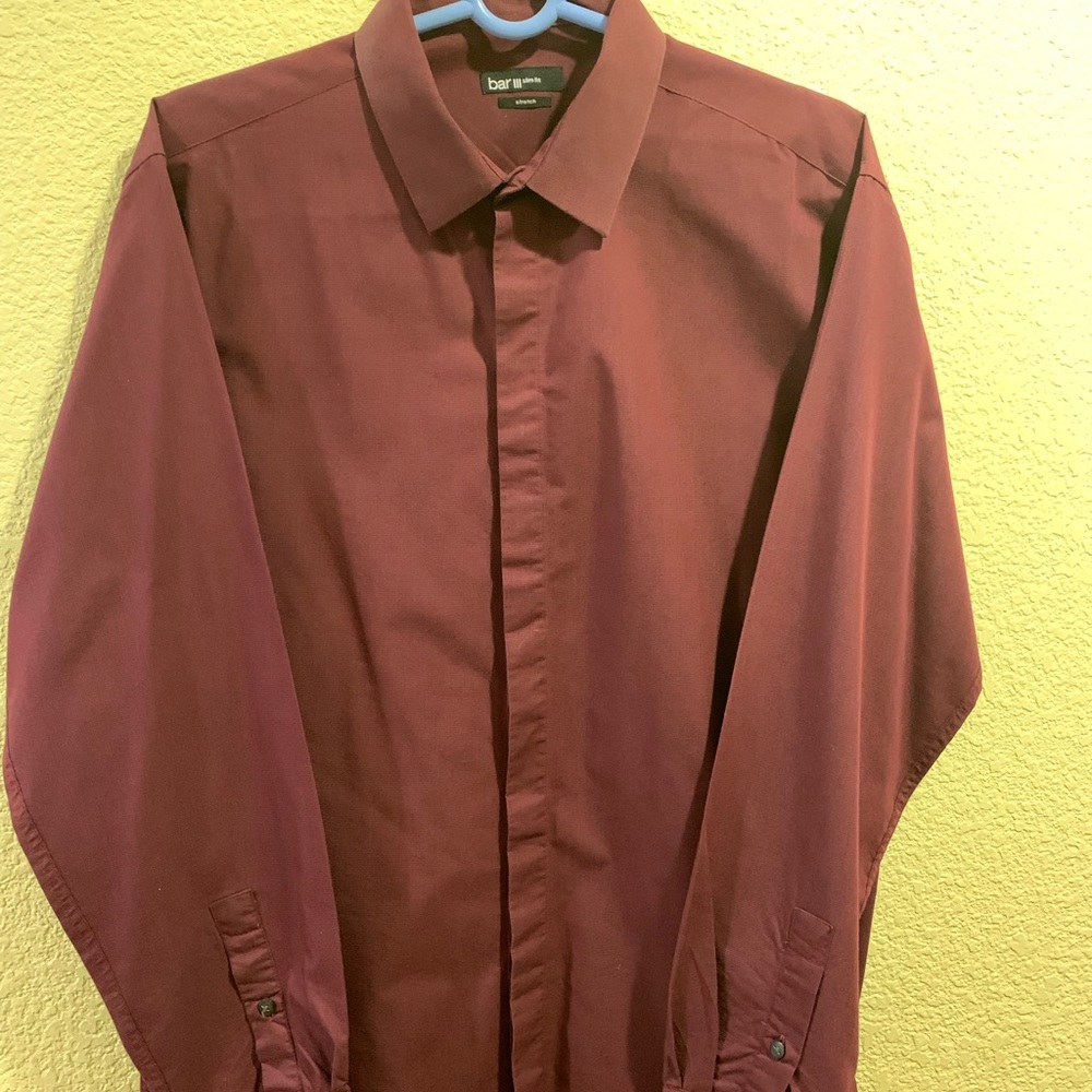 Burgundy Button-up Dress Shirt